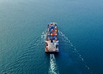 Aerial View Container Cargo Ship Sea